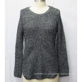 Frauen Jacquard-Rundhals-Pullover Strickpullover